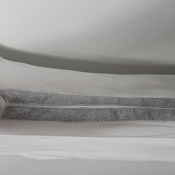 J.CREW White Sleeveless Muscle Tee w/ Silver Glitter Stripes Down Sides Size XXS - Picture 13 of 16